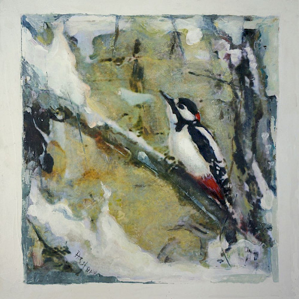 Buntspecht, Mischtechnik, 50 x 50 cm