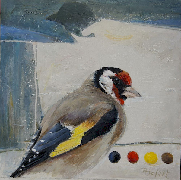 Distelfink, Öl, 30 x 30 cm