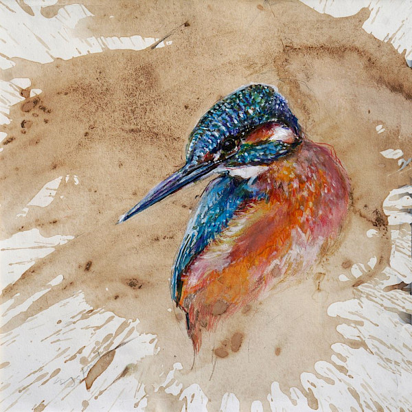 Eisvogel, Mischtechnik, 40 x 40 cm