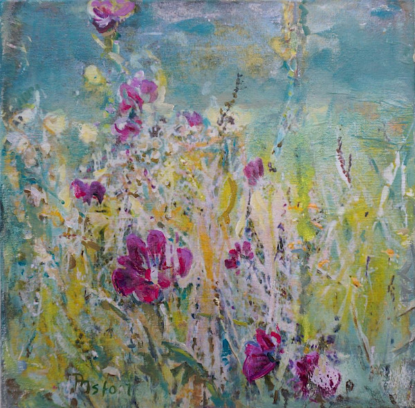 Wildblumen II, Mischtechnik, 30 x 30 cm