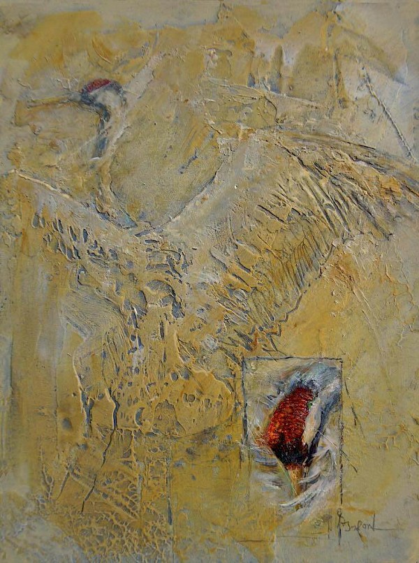 Evolution - Kranich, Mischtechnik, 24 x 18 cm