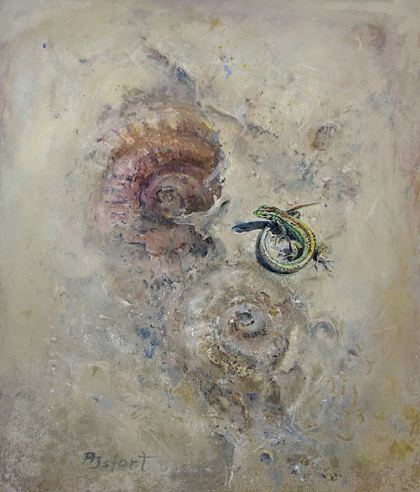 Evolution - Eichdechse, Mischtechnik, 60 x 70 cm