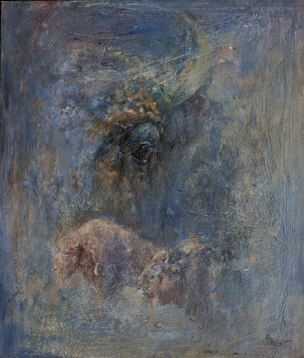 Evolution - Wisente, Mischtechnik, 70 x 60 cm