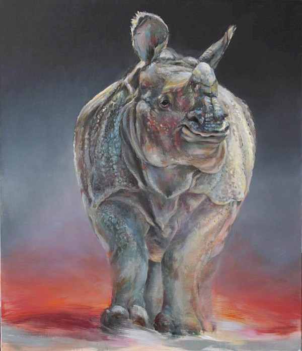 Nashorn, Öl, 120 x 100 cm