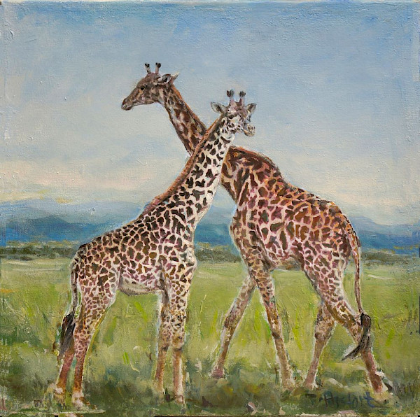 Giraffen Maisa Mara, Mischtechnik, 40 x 40 cm