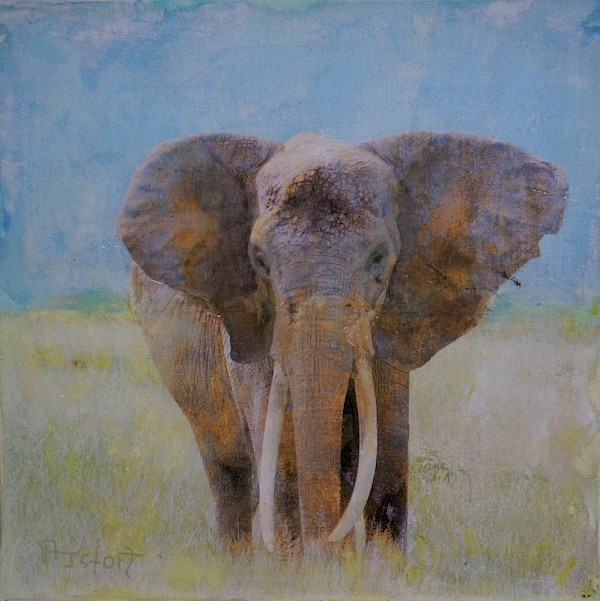 Kenia - Amboseli, Mischtechnik, 40 x 40 cm