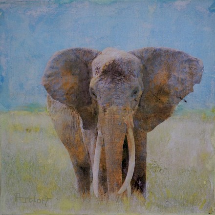 Kenia - Amboseli, Mischtechnik, 30 x 30  cm
