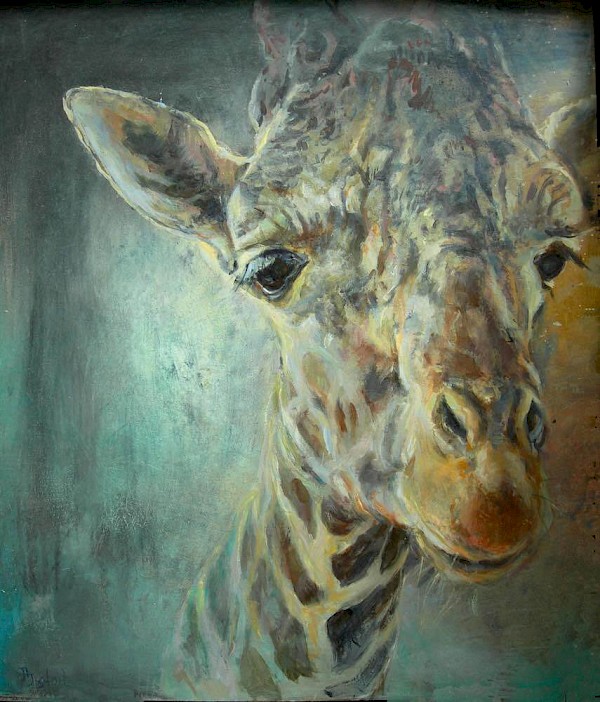 Portrait -Giraffe, Kasein, 70 x 60 cm